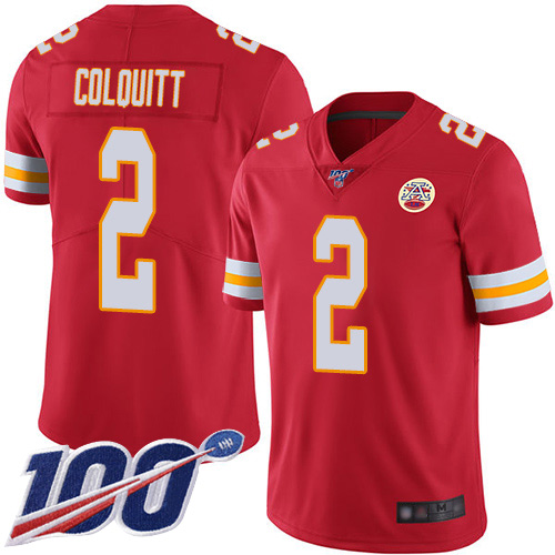 Youth Kansas City Chiefs #2 Colquitt Dustin Red Team Color Vapor Untouchable Limited Player 100th Season Football Nike NFL Jersey